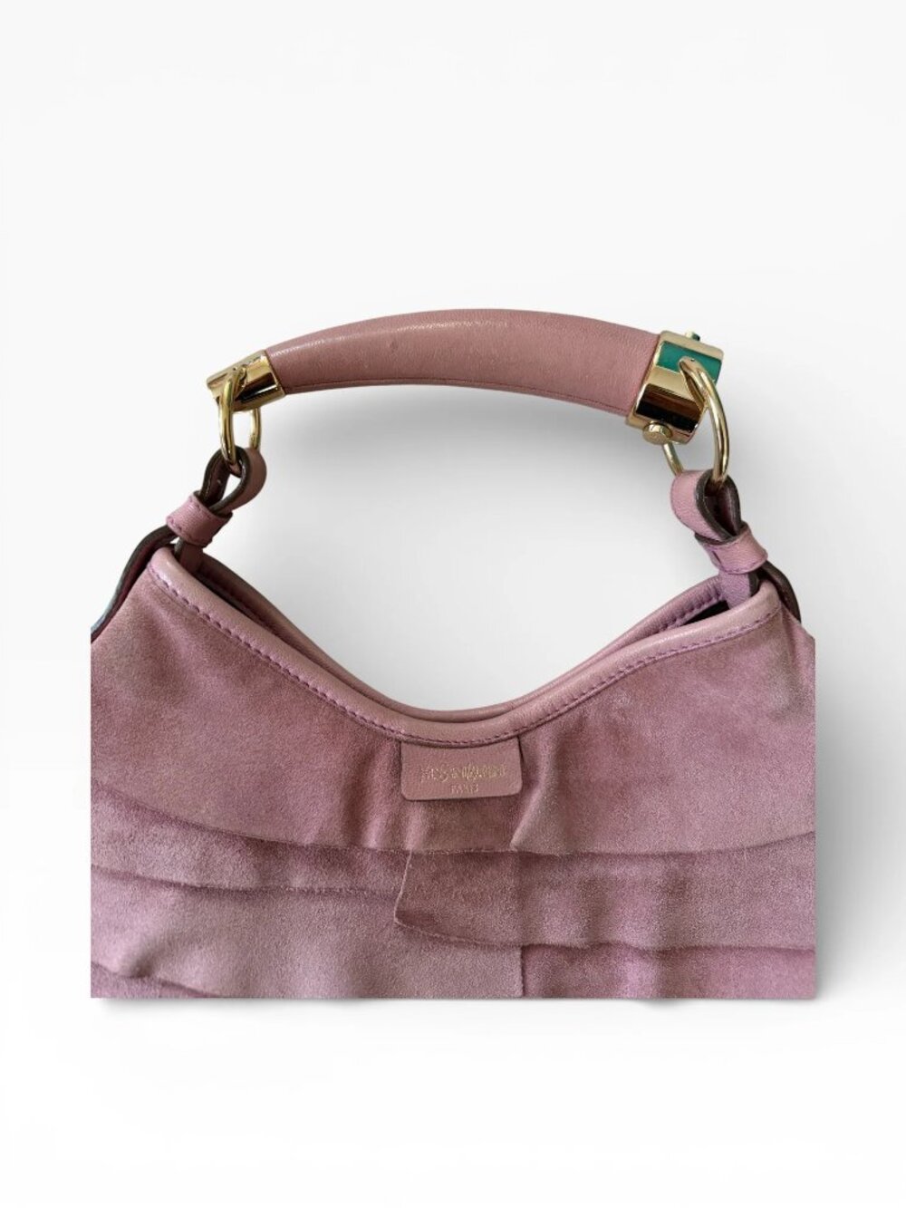 Tom Ford YSL Mombasa St. Tropez Pink Suede Ruffle Vintage Handbag - Picture 8 of 10